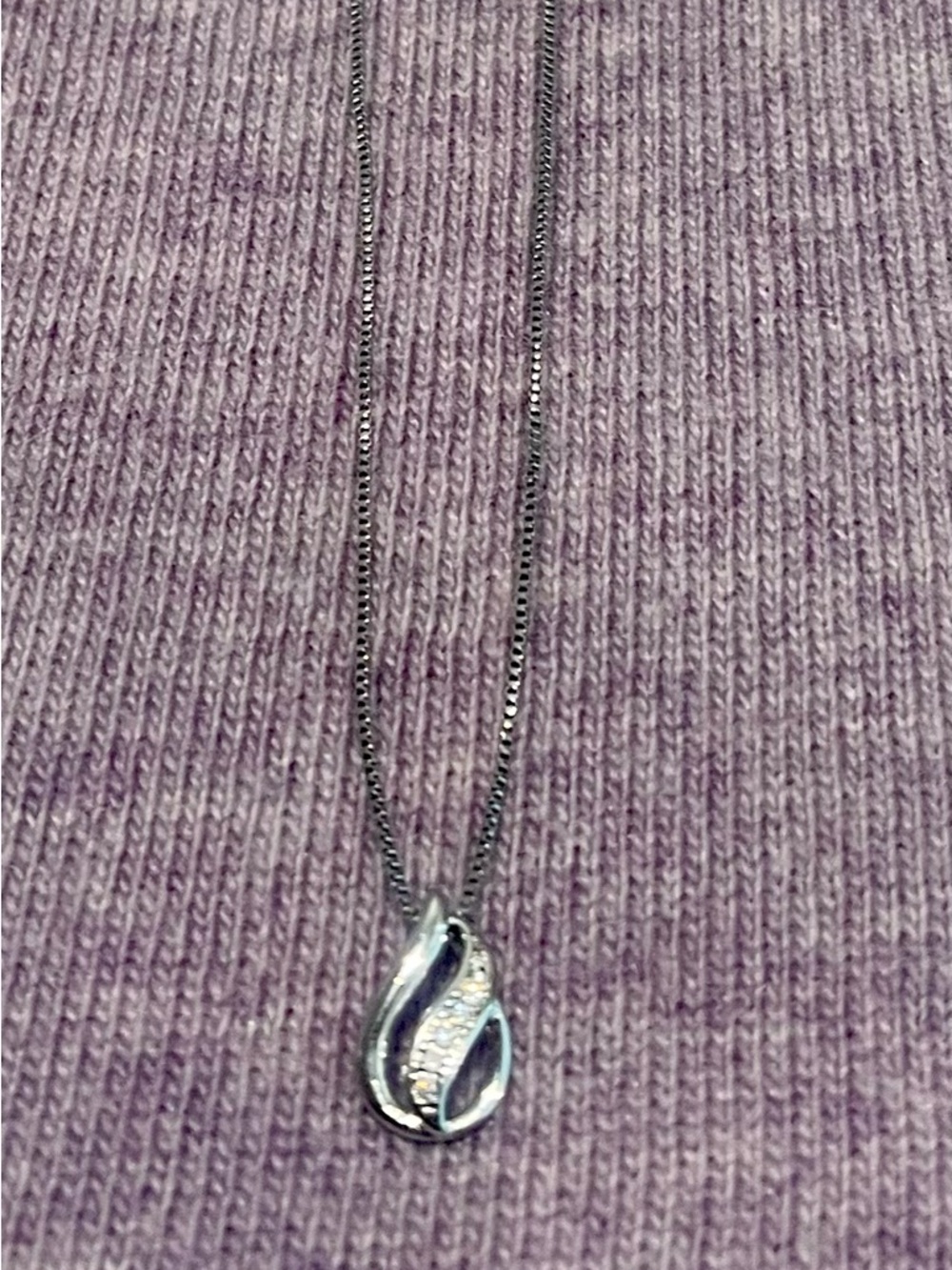 NWT Silver Plated CZ Pendant Necklace 18” Brazil Box Chain Delicate Teardrop